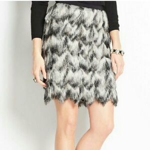 Ann Taylor Black and White Fringe Mini Skirt
